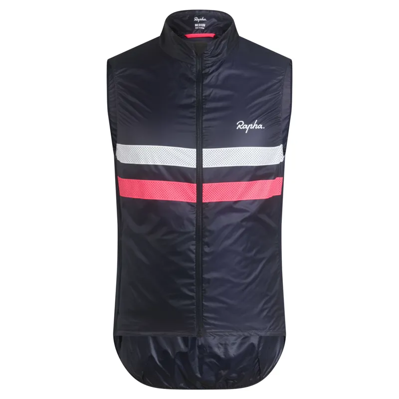 Rapha Brevet Gilet in Navy Hi Vis Pink and White